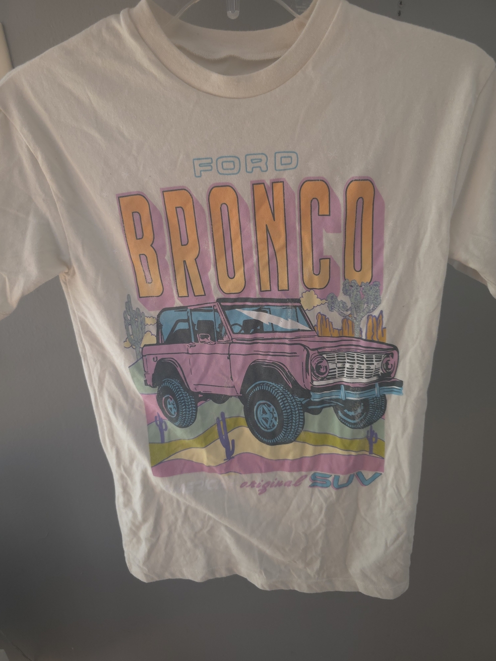 Ford Bronco Tee - Pink, Yellow and Blue Graphic